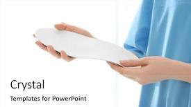  Presentation with female liver diseases - Cool new PPT theme with orthoptics - female orthopedist with insole backdrop and a white colored foreground