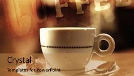  Presentation with hot and cold coffee cup - PPT theme featuring ortography - coffee cup on abstract background background and a gold colored foreground