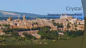  Presentation with medieval - Beautiful theme featuring orvieto-medieval-town-in-italy backdrop and a light blue colored foreground