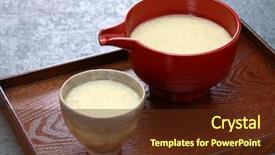  Presentation with traditional drink - PPT theme enhanced with oryza - homemade amazake japanese traditional sweet background and a tawny brown colored foreground