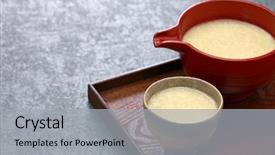  Presentation with traditional drink - Amazing slides having oryza - homemade amazake japanese traditional sweet backdrop and a light gray colored foreground