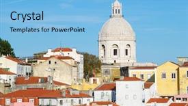  Presentation with monastery - Audience pleasing theme consisting of os - alfama downtown and monastery os backdrop and a light blue colored foreground