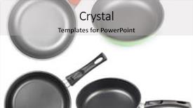  Presentation with frying - Presentation theme with os - frying pans os skillets set background and a light gray colored foreground