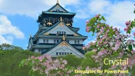  Presentation with city japan - Slide deck consisting of osaka-castle-as-the-famous background and a tawny brown colored foreground