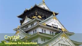  Presentation with osaka - Slide deck featuring feudal ninja - osaka castle at day japan background and a tawny brown colored foreground