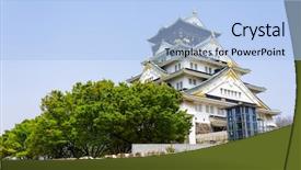  Presentation with osaka - PPT layouts enhanced with feudalism - osaka castle at day japan background and a light blue colored foreground