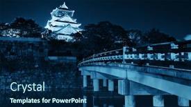  Presentation with city japan - Beautiful theme featuring osaka-castle-at-night backdrop and a navy blue colored foreground