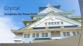  Presentation with osaka - Amazing slides having osaka castle in japan backdrop and a light blue colored foreground