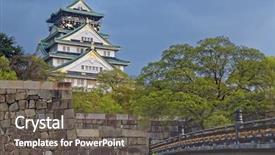  Presentation with osaka - Beautiful slide deck featuring kendo - beautiful sunset image of osaka backdrop and a dark gray colored foreground