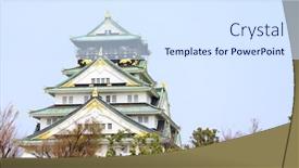  Presentation with ancient japan - Slide set having osaka-castle-japanese-ancient-castle background and a sky blue colored foreground