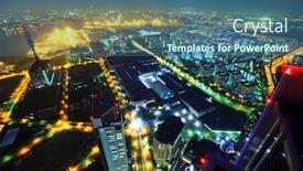  Presentation with osaka - Slide set consisting of osaka city background and a ocean colored foreground