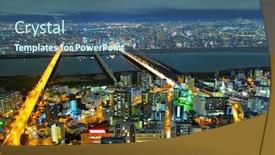  Presentation with osaka - Colorful PPT theme enhanced with osaka-in-japan backdrop and a ocean colored foreground