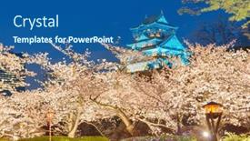  Presentation with japan castle - Slide set consisting of osaka-japan-at-osaka-castle background and a ocean colored foreground