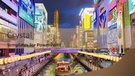  Presentation with osaka - Theme having osaka-japan-august-16-2015 background and a coral colored foreground