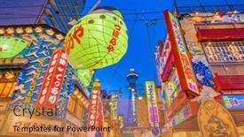  Presentation with neighborhood - Beautiful PPT theme featuring osaka-japan-august-17-2015 backdrop and a coral colored foreground