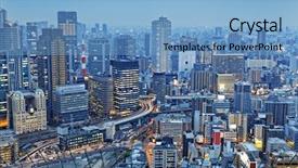  Presentation with city japan - Presentation featuring osaka japan city skyline background and a light blue colored foreground