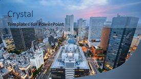  Presentation with osaka - Presentation theme consisting of osaka-japan-cityscape-overlooking background and a light blue colored foreground