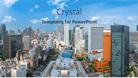  Presentation with osaka - Slide deck having osaka-japan-cityscape-overlooking background and a light blue colored foreground
