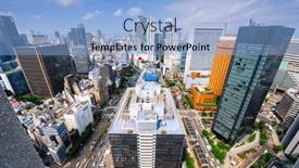  Presentation with osaka - Presentation design consisting of osaka-japan-cityscape-overlooking background and a light blue colored foreground