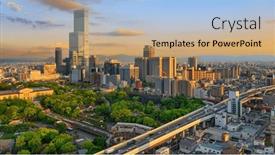  Presentation with osaka - Slide deck featuring osaka-japan-cityscape background and a coral colored foreground
