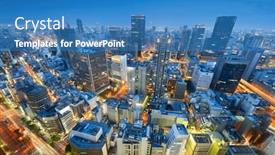  Presentation with osaka - Presentation theme featuring osaka-japan-downtown-city-skyline background and a teal colored foreground