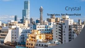  Presentation with osaka - Presentation theme with osaka-japan-modern-cityscapes background and a light blue colored foreground