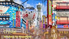  Presentation with osaka - Beautiful PPT theme featuring osaka-japan-november-21-2012 backdrop and a  colored foreground