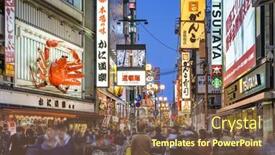  Presentation with osaka - Presentation theme featuring osaka-japan-november-25-2012 background and a tawny brown colored foreground