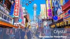  Presentation with osaka - PPT theme with osaka-japan-november-30-2015 background and a ocean colored foreground