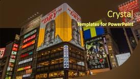  Presentation with osaka - Beautiful presentation theme featuring osaka-japan-september-22-2015 backdrop and a tawny brown colored foreground