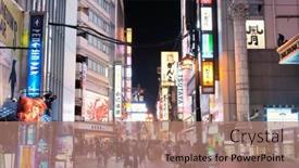  Presentation with osaka - PPT theme consisting of osaka-july-7-dotonbori-july background and a coral colored foreground