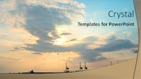  Presentation with seaport - PPT layouts consisting of osaka-seaport-with-crane-silhouette background and a light blue colored foreground
