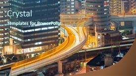  Presentation with osaka - Colorful theme enhanced with osaka skyline with highway through its building at night japan backdrop and a ocean colored foreground