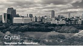 Presentation with osaka - Colorful slide set enhanced with osaka-urban-city-park-rooftop backdrop and a tawny brown colored foreground