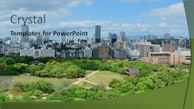  Presentation with osaka - Slides enhanced with osaka urban city park rooftop view japan background and a light blue colored foreground