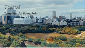  Presentation with osaka - Colorful PPT theme enhanced with osaka-urban-city-park-rooftop backdrop and a light blue colored foreground