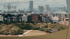  Presentation with osaka - Colorful slide set enhanced with osaka-urban-city-park-rooftop backdrop and a light gray colored foreground