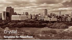  Presentation with osaka - Colorful presentation enhanced with osaka-urban-city-park-rooftop backdrop and a tawny brown colored foreground