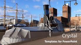  Presentation with port - Presentation theme having oslo-harbour-and-radhuset-building background and a tawny brown colored foreground