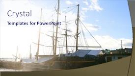  Presentation with port - Theme with oslo-harbour-and-radhuset-building background and a sky blue colored foreground