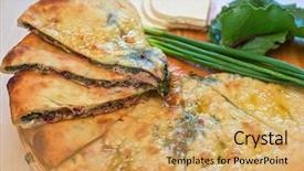  Presentation with cheese pie - PPT layouts having ossetian pie with beetroot onion background and a  colored foreground
