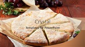  Presentation with cheese pie - Colorful presentation theme enhanced with ossetian-pie-with-cheese backdrop and a lemonade colored foreground