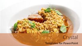  Presentation with food saffron - Theme having osso-buco-with-spices-close background and a gold colored foreground