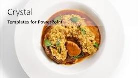  Presentation with food saffron - PPT theme consisting of osso-buco-with-spices-top background and a white colored foreground