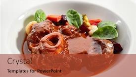  Presentation with italian cuisine - PPT layouts featuring ossobuco-dish-closeup-veal-shank background and a red colored foreground