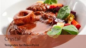  Presentation with italian cuisine - PPT theme featuring ossobuco-dish-closeup-veal-shank background and a red colored foreground