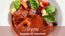  Presentation with italian cuisine - PPT theme with ossobuco-dish-top-view-veal background and a tawny brown colored foreground