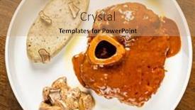  Presentation with slow food - Presentation with ossobuco-slow-cooked-food background and a coral colored foreground