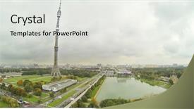  Presentation with tower - Audience pleasing PPT theme consisting of ocean - water sport adventure camp backdrop and a dark gray colored foreground.