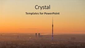 Presentation with radio tower - Cool new PPT theme with ostankino tv tower residential buildings backdrop and a lemonade colored foreground